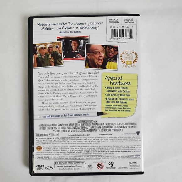 The Bucket List (DVD, 2007, Jack Nicholson & Morgan Freeman) - Picture 3 of 3